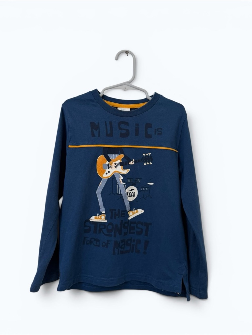 Boboli Navy Blue Long-Sleeve Music Graphic Tee, Size 7,‎ MSRP $35